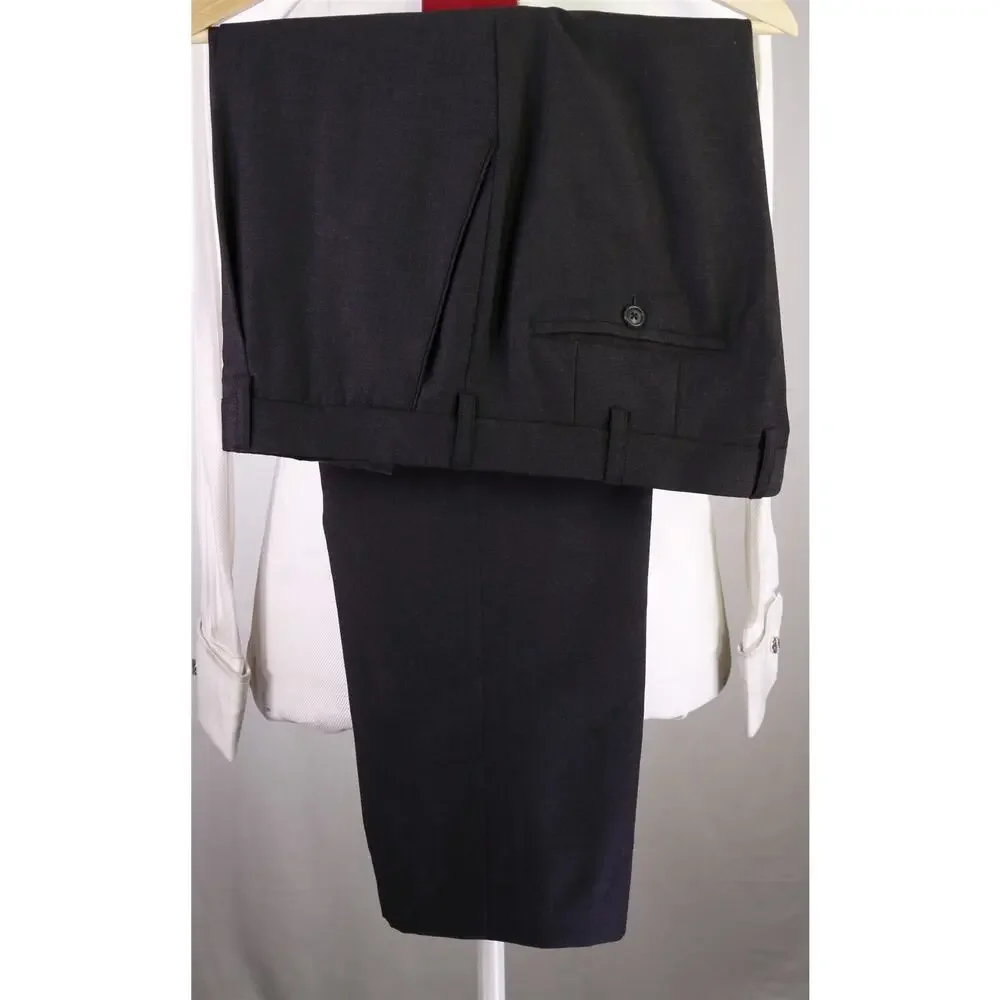 Tommy Hui Bespoke Tailored Charcoal Gray 2-Btn Wool Suit 42S